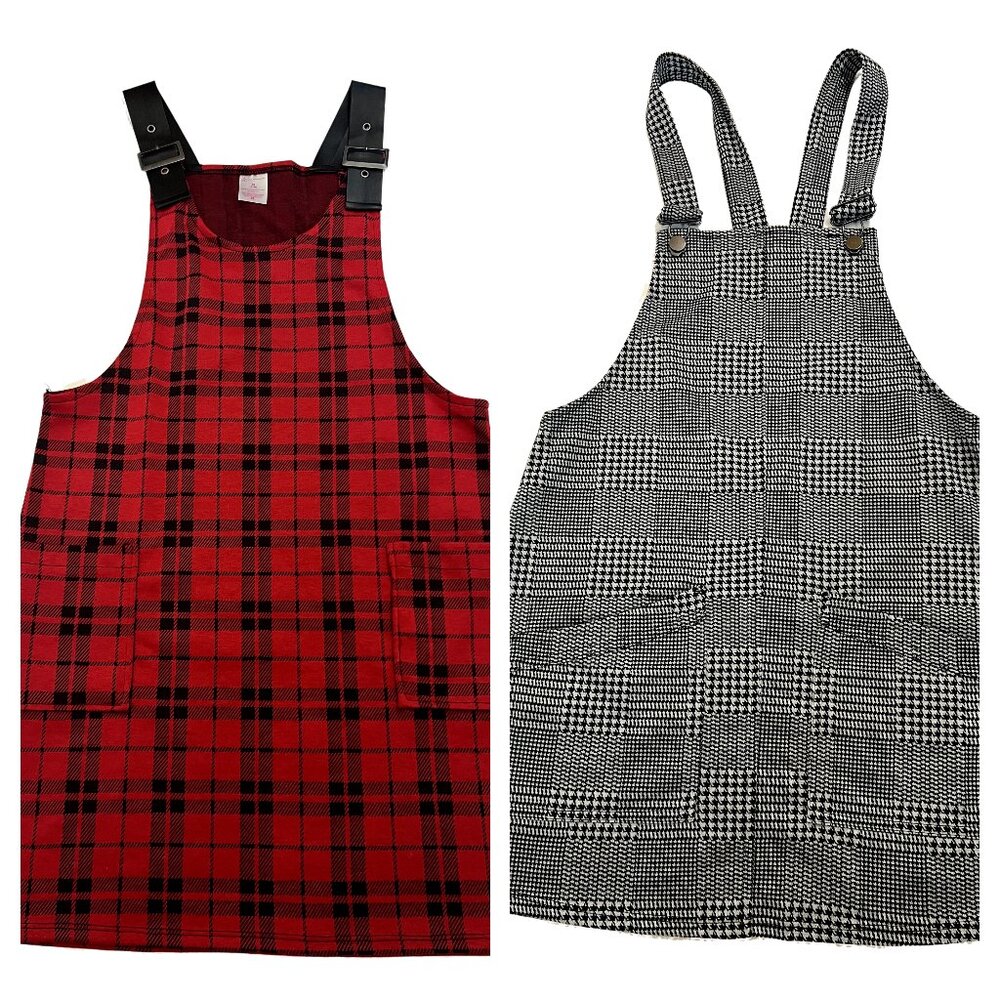 Two Jumpers Pinafore Dresses Casual Overall Preppy Schoolgirl Suspender Medium